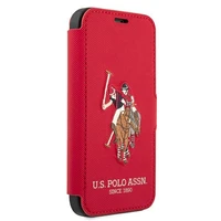 US Polo USFLBKP12MPUGFLRE iPhone 12/12 Pro 6,1" raudonas knygos tipo dėklas Polo Embroidery Collection