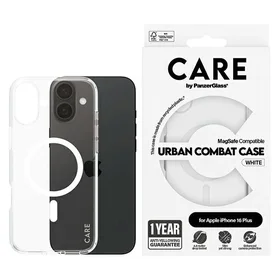 CARE by PanzerGlass Flagship dėklas iPhone 16 Plus 6.7" baltas/baltas magnetinis 1339