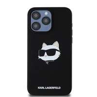 Karl Lagerfeld silikoninis Choupette Head magnetinis dėklas telefonui iPhone 15 Pro - juodas