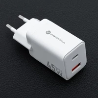 FORCELL F-ENERGY Mini GaN III VT-36 kelioninis įkroviklis su 1 x Type C + 1x USB A jungtimis, PD QC4.0 45W baltas