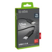 SBS TECABLETISSUETCK USB-C - USB-C 1,5 m 60W pintas kabelis - juodas
