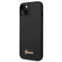 Guess GUHCP14MSLSMK iPhone 14 Plus 6.7 "juodas/juodas kietas dėklas Silicone Vintage Gold Logo