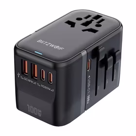 Blitzwolf BW-TA2 5-in-1 kelionių adapteris 2xUSB PD + 2xC QC + C GaN 100W