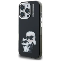 Karl Lagerfeld IML Aquarelle Karl & Choupette & Logo iPhone 16 Pro deklas - juodas