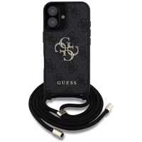 Guess 4G Big Logo Cord Stap dėklas telefonui iPhone 16 Plus - juodas