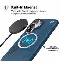 Speck Presidio2 Grip Magnet - Samsung Galaxy S26 Ultra MagSafe Case (Deep Sea/sidabrinis Metallic/Spell mėlynas)