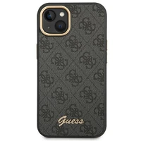 Guess GUHCP14SHG4SHK iPhone 14 6.1 "juodas / juodas kietas dėklas 4G Vintage Gold Logo