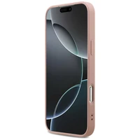 Guess Fiksuotas Blizgus Didelis 4G dėklas telefonui iPhone 17 Pro Max - rožinė