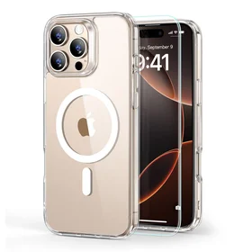 ESR Classic Hybrid Halolock Magnetinis dėklas telefonui + grūdintas stiklas iPhone 16 Pro - skaidrus