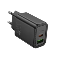 Įkroviklis Hoco USB-A + USB-C QC3.0 PD 3A 20W N61 juodas