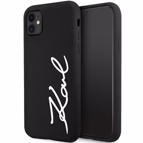 Karl Lagerfeld KLHCN61SKSVGK iPhone 11 / Xr 6.1" juodas kietas dėklas Silikoninis Parašas