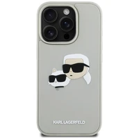 Karl Lagerfeld HC 3D guminis dvigubų galvų iPhone 16 Pro Max dėklas - smėlio spalvos