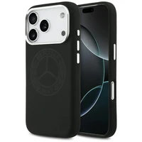 Mercedes silikoninis Vintage Logo MagSafe dėklas iPhone 17 Pro – juodas