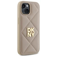 DKNY Quilted Stack Logo dėklas telefonui iPhone 15 - smėlio spalvos
