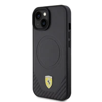 Ferrari FEHMP15SPTEK iPhone 15 6.1" juodas/juodas kietas dėklas Carbon Metal Logo MagSafe
