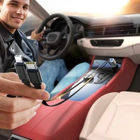 Joyroom JR-CCL05 30W 4 viename automobilinis įkroviklis su 2 įmontuotais ištraukiamais kabeliais - tamsiai pilkas