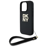 DKNY Wrist Strap Stock Logo dėklas telefonui iPhone 16 Pro - juodas