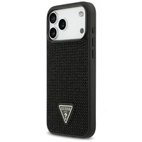Guess Rhinestone Triangle Logo dėklas telefonui iPhone 17 Pro Max - juodas
