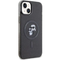 Karl Lagerfeld Karl&Choupette Blizgantis Magnetinis dėklas telefonui iPhone 15 - juoda