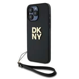 DKNY Dėklas telefonui su dirželiu ir logotipu iPhone 15 Pro Max - juodas