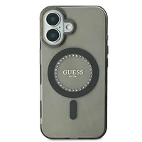 Guess IML Rhinestones Magnetinis dėklas telefonui iPhone 16 Plus - juodas