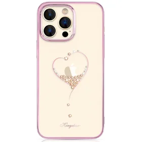 Kingxbar Wish Series silikoninis dėklas telefonui iPhone 14 Plus rožinės spalvos su Swarovski kristalais