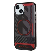 Audi IML Sport Magnetinis dėklas telefonui iPhone 15 / 14 Plus Plus 6.7" juodas/juodas kietas dėklas AU-IMLMIP15M-RSQ/D2-BK