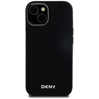 DKNY Skystas silikoninis mažas metalinis logotipas magnetinis dėklas telefonui iPhone 14/15/13 - juodas