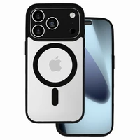 Akrilinis spalvotas magnetinis dėklas telefonui Iphone 17 Pro juodas
