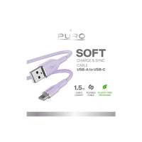 Puro Soft USB-A - USB-C kabelis 1.5m - violetinis