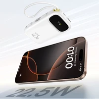 Baseus EnerFill FC31 20000mAh 22.5W Išorinė baterija su skaitmenine indikacija ir dviem įmontuotais kabeliais (USB-C + Lightning) - balta