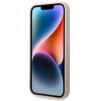 Guess GUHMP14XSBPLP iPhone 14 Pro Max 6.7" rožinis/rožinis kietas dėklas Silikoninė logotipo plokštelė Magnetinis