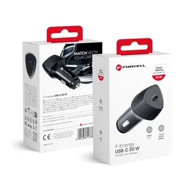 FORCELL F-ENERGY Carbon CC50-1C automobilinis įkroviklis Type C PD 3A 20W juodas