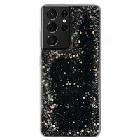 Žvilgantis skaidrus dėklas telefonui Samsung Galaxy S21 Ultra juodas