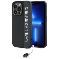 Karl Lagerfeld Saffiano su kristalais ir žavesio dėklas telefonui iPhone 15 Pro Max - juodas