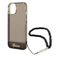 Guess GUHCP14MHGCOHK iPhone 14 Plus 6.7 "juodas/juodas kietas dėklas Translucent Pearl Strap