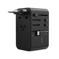 Kelioninis adapteris Choetech PD5022 70W EU/US/AUS/UK su integruotu USB-C laidu (juodas)