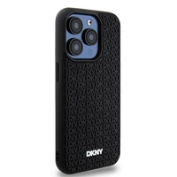 DKNY 3D Guminis dėklas su pasikartojančiu raštu iPhone 15 Pro - juodas