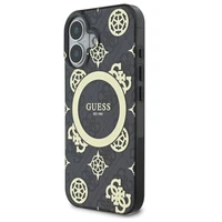 Guess IML Peony On 4G Background MagSafe iPhone 16 dėklas - juodas