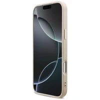 Guess 4G trikampio logotipo magnetinis dėklas telefonui iPhone 17 Pro Max - rožinis ir auksinis