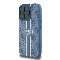 Guess 4G Spausdintas Dryžuotas Magnētinis dėklas iPhone 16 Pro - mėlynas