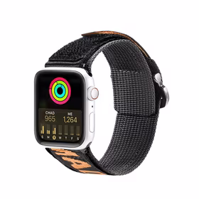 Dux Ducis dirželis (lauko versija) Apple Watch Ultra dirželis, SE, 9, 8, 7, 6, 5, 4, 3, 2, 1 (49, 45, 44, 42 mm) nailoninė apyrankė juoda ir oranžinė