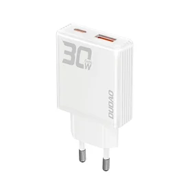 GaN Dudao A30EU 30W USB-A / USB-C sieninis įkroviklis - baltas