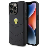 Ferrari dygsniuotas metalo logotipa dėklas iPhone 15 Pro Max – juodas