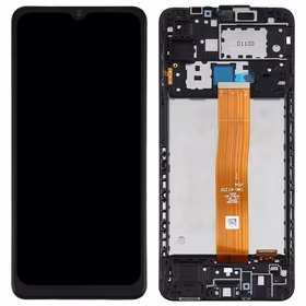 Ekranas Samsung A125 A12 su lietimui jautriu stikliuku ir rėmeliu originalus Black (service pack)
