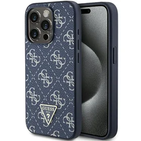 Guess 4G Triangle Metal Logo dėklas telefonui iPhone 15 Pro - mėlynas
