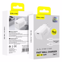 Blavec sieninis įkroviklis BC-6 GaN4 - Type C - PD QC 33W 3A su Type C į Type C laidu (TCBC6G4-CW333A+CC) baltas