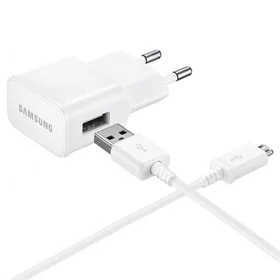Samsung EP-TA50EWE 8W USB-A sieninis įkroviklis su MicroUSB kabeliu ECB-DU4AWE (Bulk - pakaitinė pakuotė) - baltas