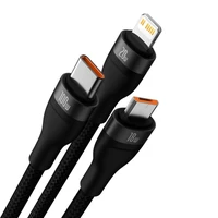 Baseus kabelis 3in1 Flash II USB + USB-C - Lightning + USB-C + microUSB 1,5 m 3,5A juodas 100W