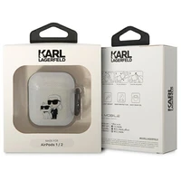 Karl Lagerfeld KLA2HNKCTGT Airpods 1/2 dėklas permatomas Blizgučiai Karl&Choupette